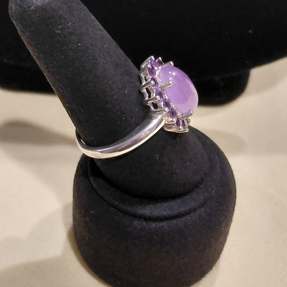 Lavender Jade & Amethyst SS Ring Size 9 - Picture 2 of 6